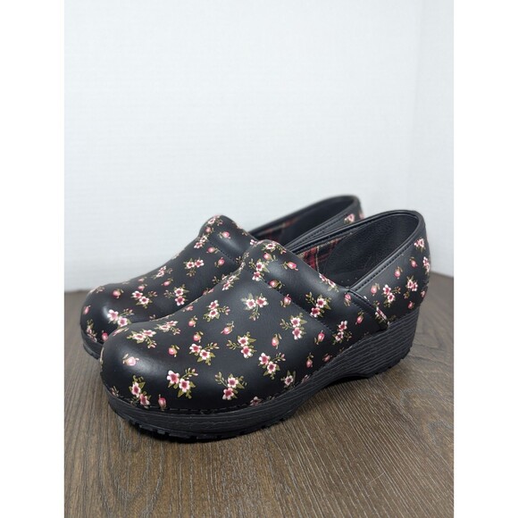 Skechers Work Clogs Womens 11 Black Floral Candaba Slip Resistant Nurse Chef - Picture 1 of 15